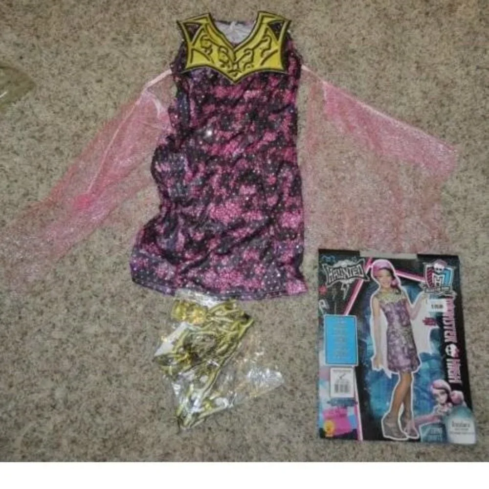 Draculaura Monster High Halloween Costume 8/10 Dracula Dress & Belt 2 Pc Girls